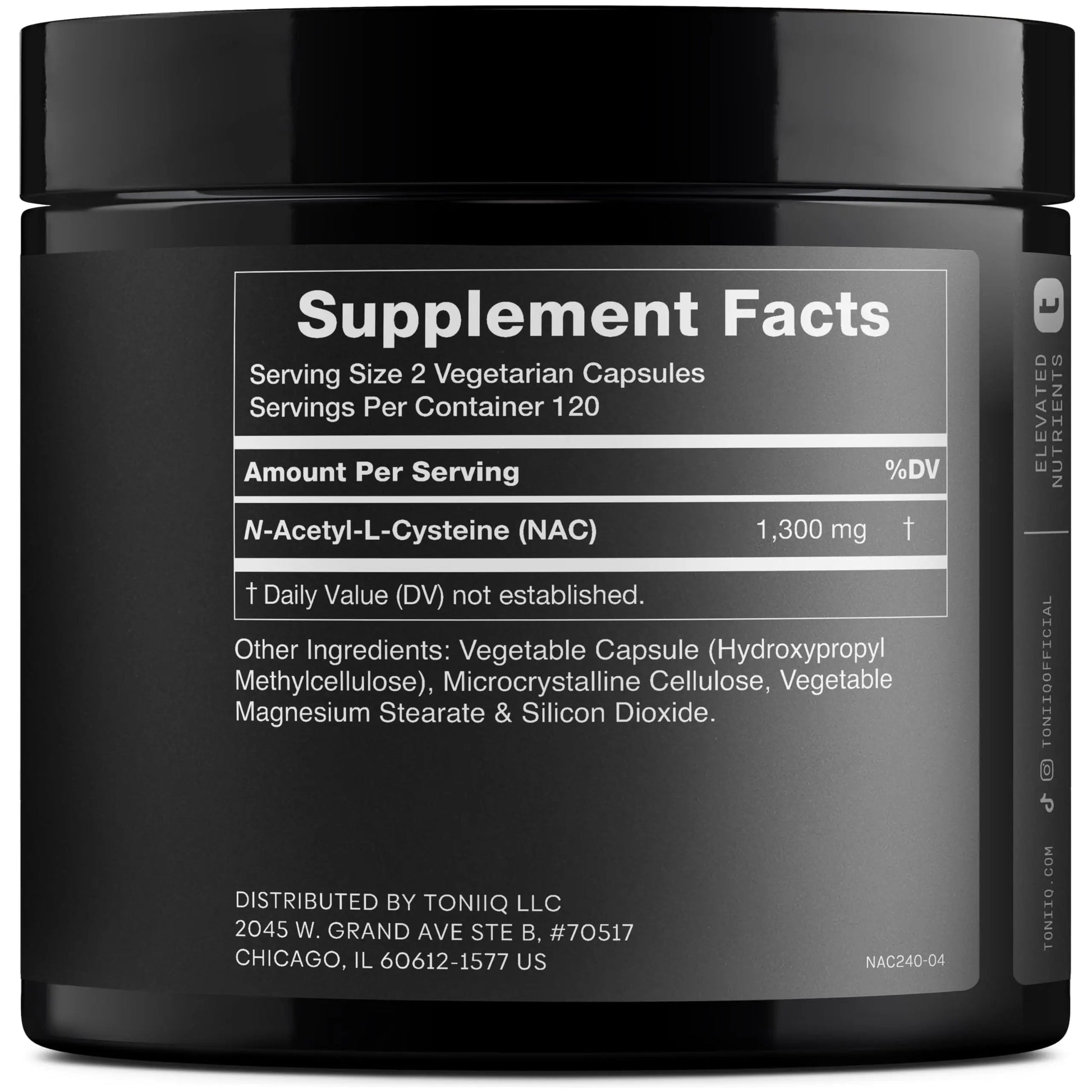 Toniiq 1300mg NAC - 4 Month Supply - Min. 98%+ Tested Purity - Ultra High Strength Bioavailable NAC Cysteine Supplement - 240 Vegetarian N Acetyl Cysteine Capsules -Lab Tested TQ Toniiq buy supplements Au