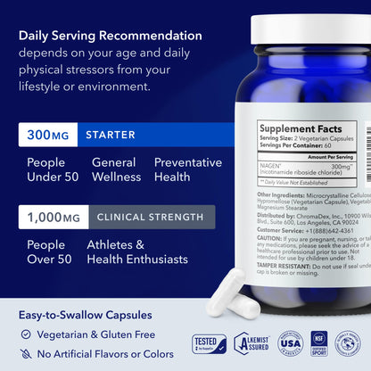 TRU NIAGEN Patented NAD Supplement for Brain Function, Anti Aging & Cell Regeneration, Niagen, 60 300mg Servings | Supports Cellular Energy, Muscle | Nicotinamide Riboside (NR) Take 2 Daily | 1 Bottle TRU NIAGENBuy Supplements Australia