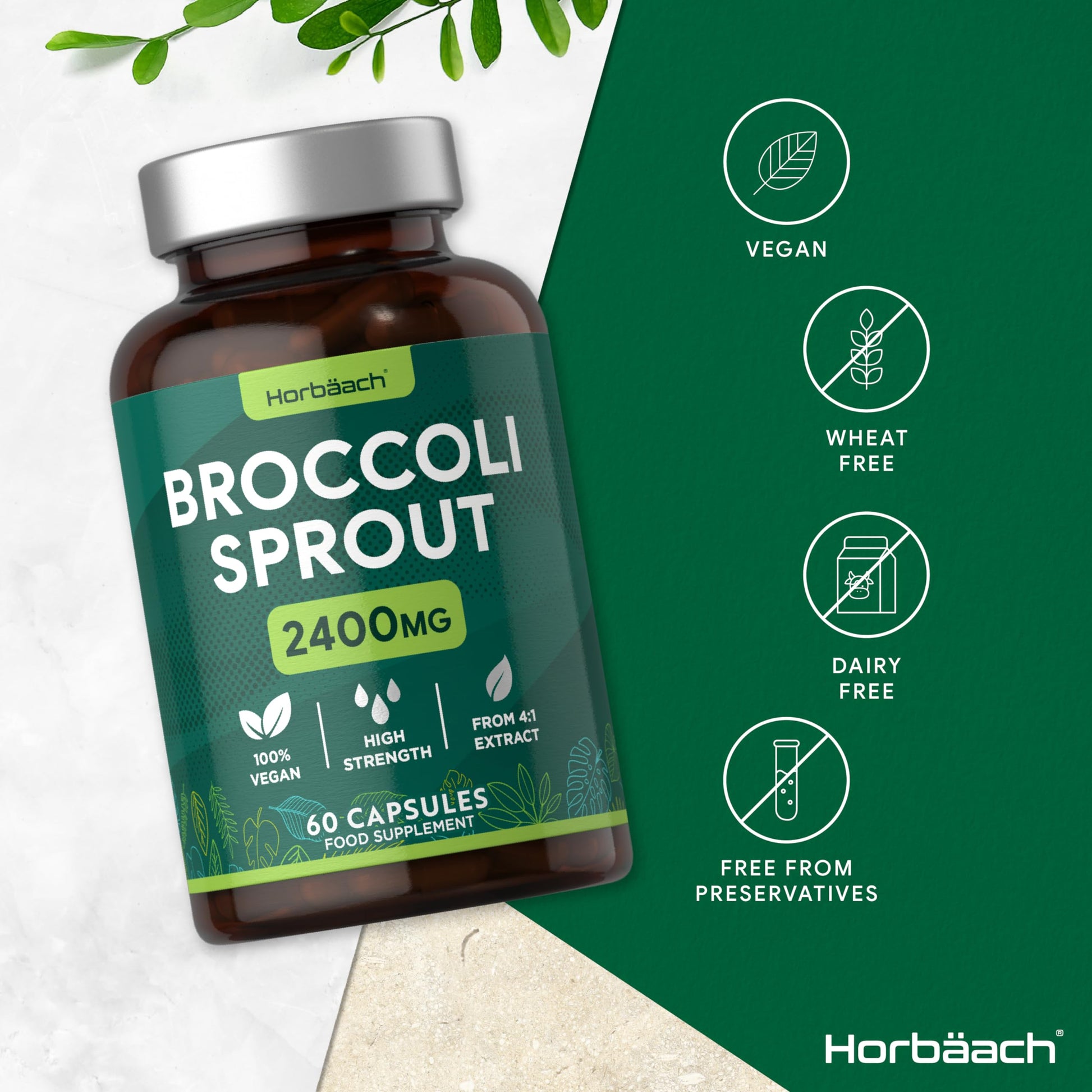 Broccoli Sprout Extract | Activated Sulforaphane Supplement | 2400mg Capsules | 60 Ct HorbäachBuy Supplements Australia