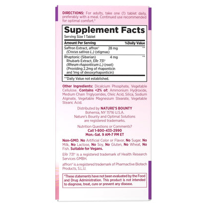 Nature’s Bounty Optimal Solutions Advanced Menopause Relief, Menopause Supplement for Women featuring Siberian Rhubarb, Hotflash Relief, No added Hormones, Drug-Free, 30 Tablets, 30 Total Servings Nature's BountyBuy Supplements Australia