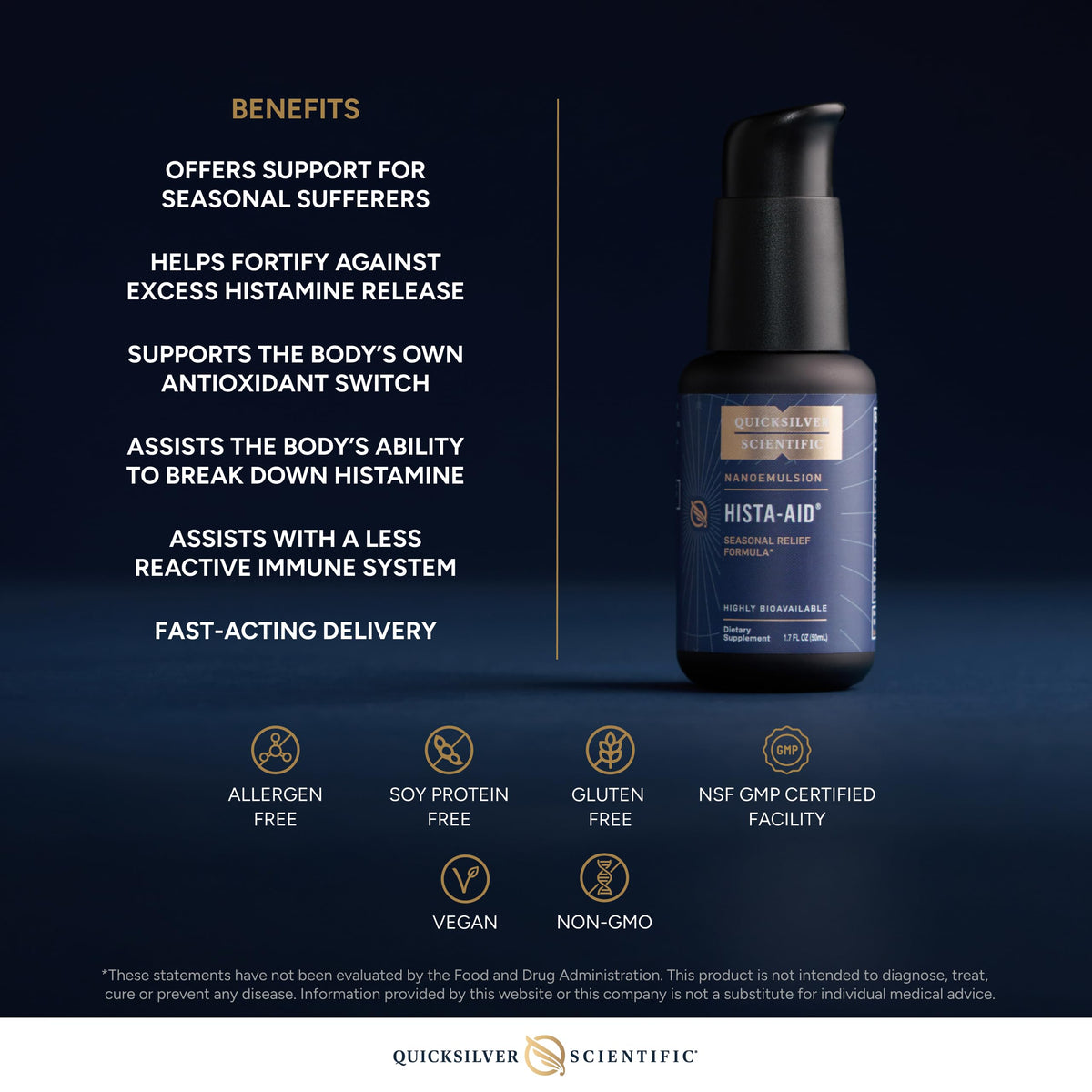 Quicksilver Scientific Nanoemulsified Hista-Aid - Flavonoids to Help Maintain Healthy Histamine Levels - Liposomal Vitamin C, DIM, Luteolin & Quercetin Liquid (50ml) Quicksilver ScientificBuy Supplements Australia