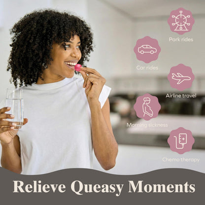 Three Lollies Queasy Drops - Ease Chemotherapy Nausea & Travel Sickness - Alleviates a Dry Mouth - Natural Ingredients - 21 ct Three Lollies buy supplements Au