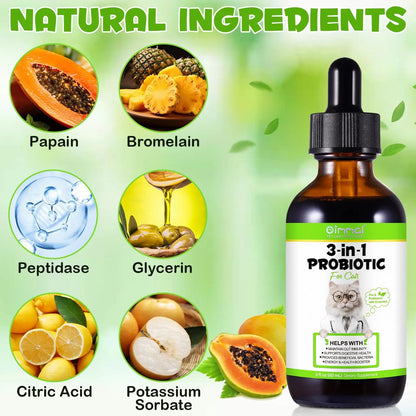 Liquid Cat Probiotic, Natural 3 in 1 Probiotic for Cats, Cat Digestive Support,Gut Health Support,Help with Diarrhea,Gas and Bloating, Cat Herbal Supplements- 60ml VOSIFSDIY buy supplements Au