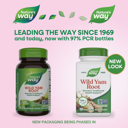 Nature's Way Wild Yam Root Capsules, Women's Traditional Health Support*, 700 mg per 2-Capsule Serving, Non-GMO Project Verified, 100 Vegan Capsules (Packaging May Vary) Nature's WayBuy Supplements Australia