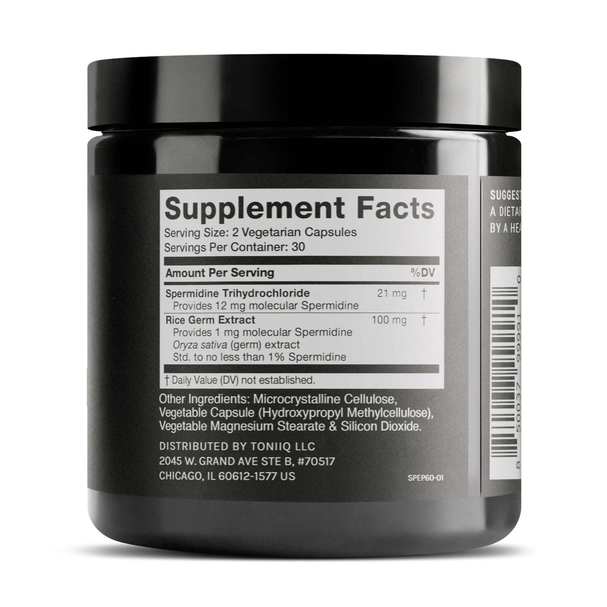 Toniiq 22mg Ultra Concentrated Spermidine Supplement -Spermidine Supplements for Men and Women - Rice Germ Extract and Trihydrochloride Complex Blend - 60 Vegetarian Capsules - 30 Servings Toniiq buy supplements Au