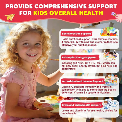 Sugar Free Calcium Multivitamin Gummies for Kids - Nutritional, Immune, Bone Support, Whole Multivitamin, with Vitamins A, C, D, B1, B2, B6, Folate JIANKYTZBuy Supplements Australia