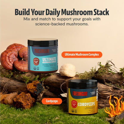 FreshCap Mushrooms Ultimate Mushroom Supplement Powder 12,000mg - Nootropic Organic Mushroom Complex for Focus & Memory, Brain Support Supplement, Ayurveda Mushroom Powder Extract (60 Servings) FreshCap MushroomsBuy Supplements Australia