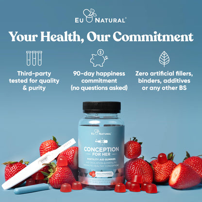 Conception for Her Fertility Gummies - Fertility Supplements for Women with Myo Inositol, Folate & more Essential Nutrients - Delicious Juicy Strawberry Hormone Balance Vitamins, 75 ct Pectin Gummies Eu NaturalBuy Supplements Australia