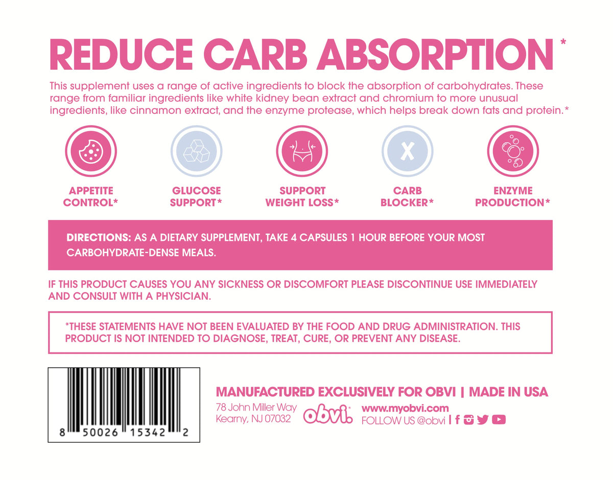 Obvi Guilt Free Carb Blocker, Block Carb Absorption, Support Weight Loss, Healthier Nails ObviBuy Supplements Australia