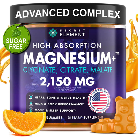 Secret Element Magnesium Glycinate 2150MG Gummies for Women and Men, High Absorption Magnesium Glycinate, Citrate, Malate Gummies for Adults & Kids, Sleep Support Secret Element canada supplements