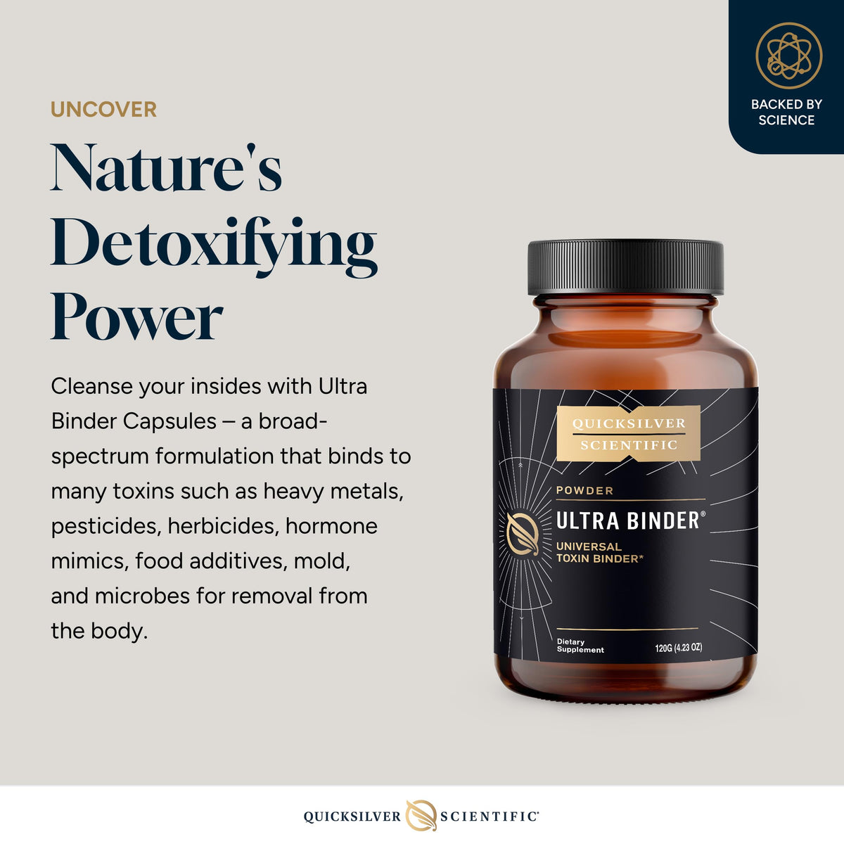 Quicksilver Scientific Ultra Binder Powder - Multi Binder with Bentonite Clay, Zeolite Detox & Charcoal - Supplement for Gut Support & The Body's Toxin Removal Process (120g) Quicksilver ScientificBuy Supplements Australia