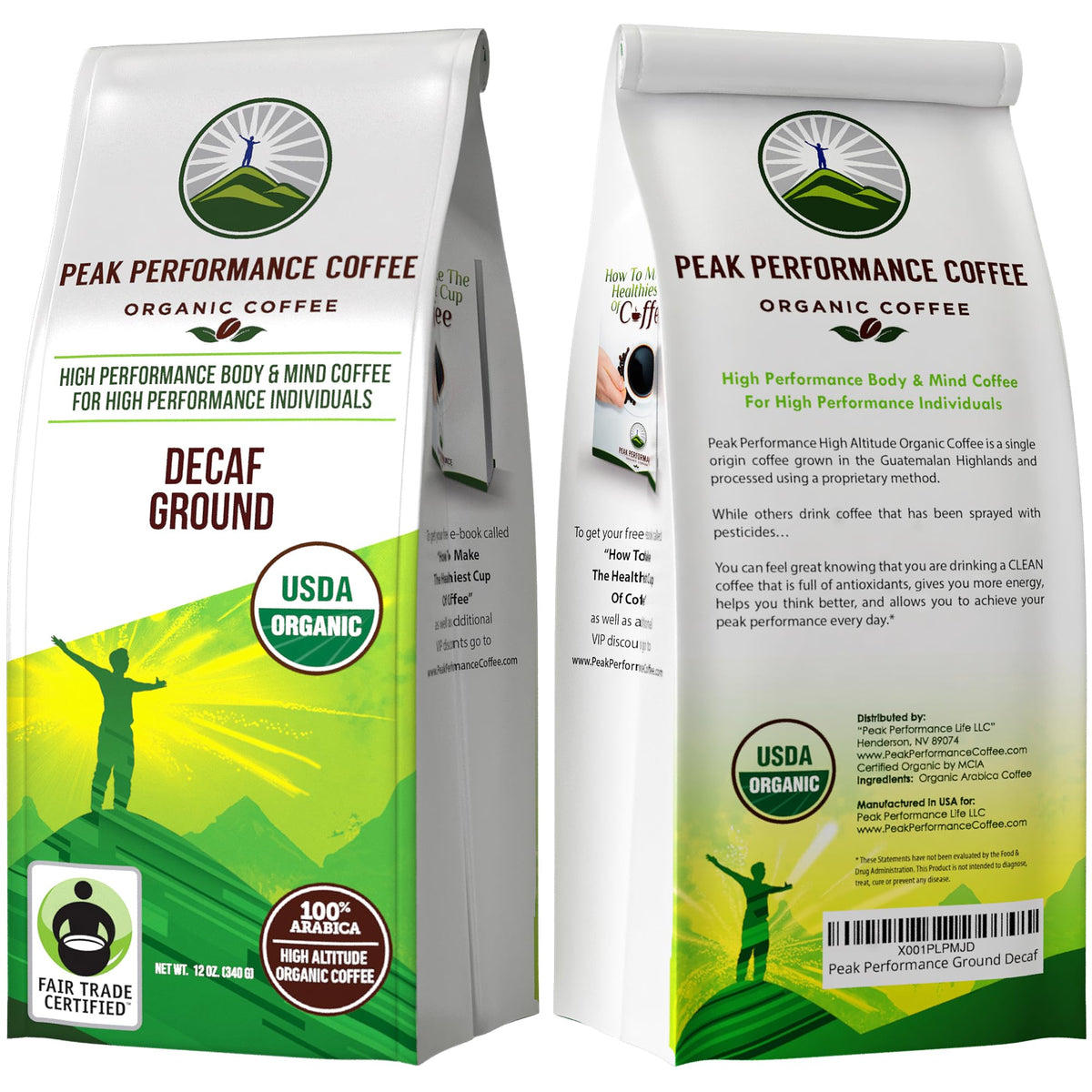 Peak Performance High Altitude Organic Decaf Coffee - Fair Trade, Low Acid, Non GMO, and Beans Full of Antioxidants - Medium Roast Smooth Tasting USDA Certified Organic Decaffeinated Ground 12 oz Peak PerformanceBuy Supplements Australia