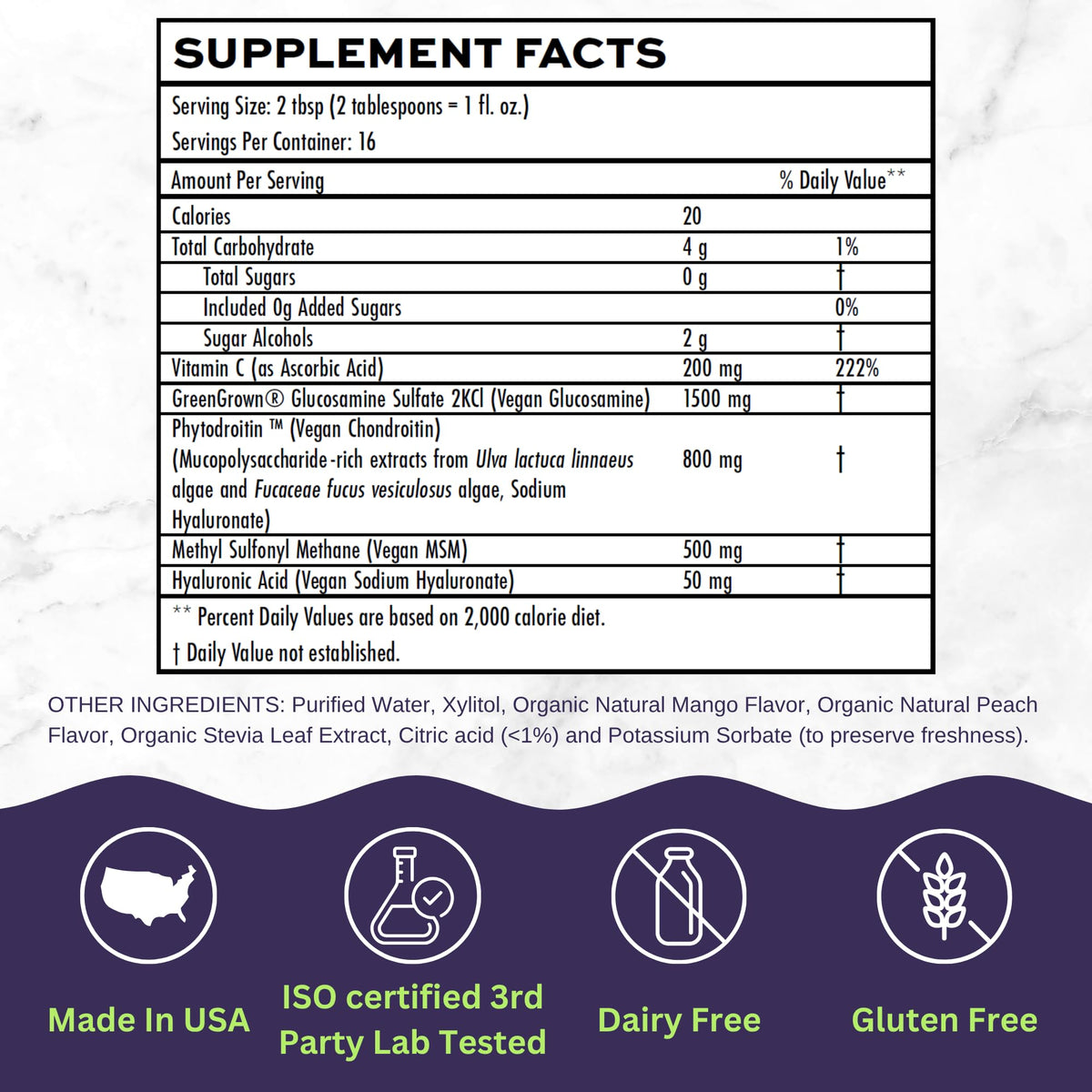Joint Nourish – 100% Vegan Liquid Joint Supplement | Vegan Glucosamine, Chondroitin, MSM, Hyaluronic Acid & Vitamin C | Mango-Peach | Supports Joint Mobility, Cartilage & Skin | Sugar-Free,16 Servings VitaminallyBuy Supplements Australia