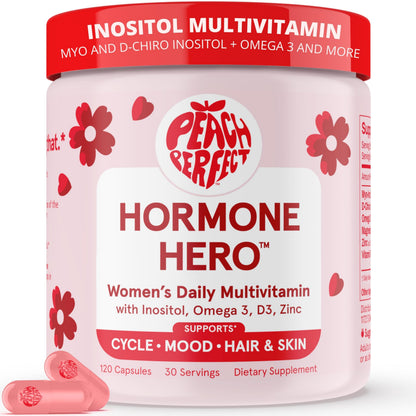 Peach Perfect Inositol Multivitamin – Myo-Inositol & D-Chiro 40:1 Blend, Omega-3, Vitamin D3, Magnesium, Zinc – Supports Women’s Health, Mood, Energy, Supplement – 30 SVG Peach PerfectBuy Supplements Australia