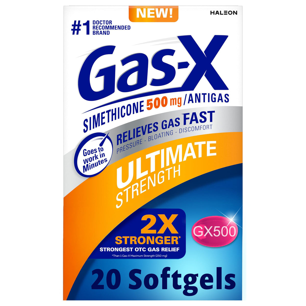 Gas-X Ultimate Strength Gas Relief Softgels with Simethicone 500 mg, Fast Bloating Relief, Anti-Gas, OTC Stomach & Intestinal Gas, Easy to Swallow, 20 Count Gas-X buy supplements Au