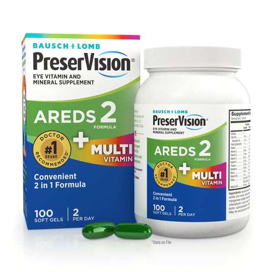 PreserVision AREDS 2 + Multivitamin, #1 Eye Doctor Recommended Brand, 2-in-1 Eye Vitamin with Lutein, Zeaxanthin, Zinc, and Vitamin C, D & E, 100 Softgels PreserVisionBuy Supplements Australia