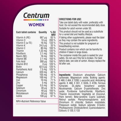 Centrum Women Tablets Multivitamin & Mineral Supplements, with 23 essential nutrients CentrumBuy Supplements Australia