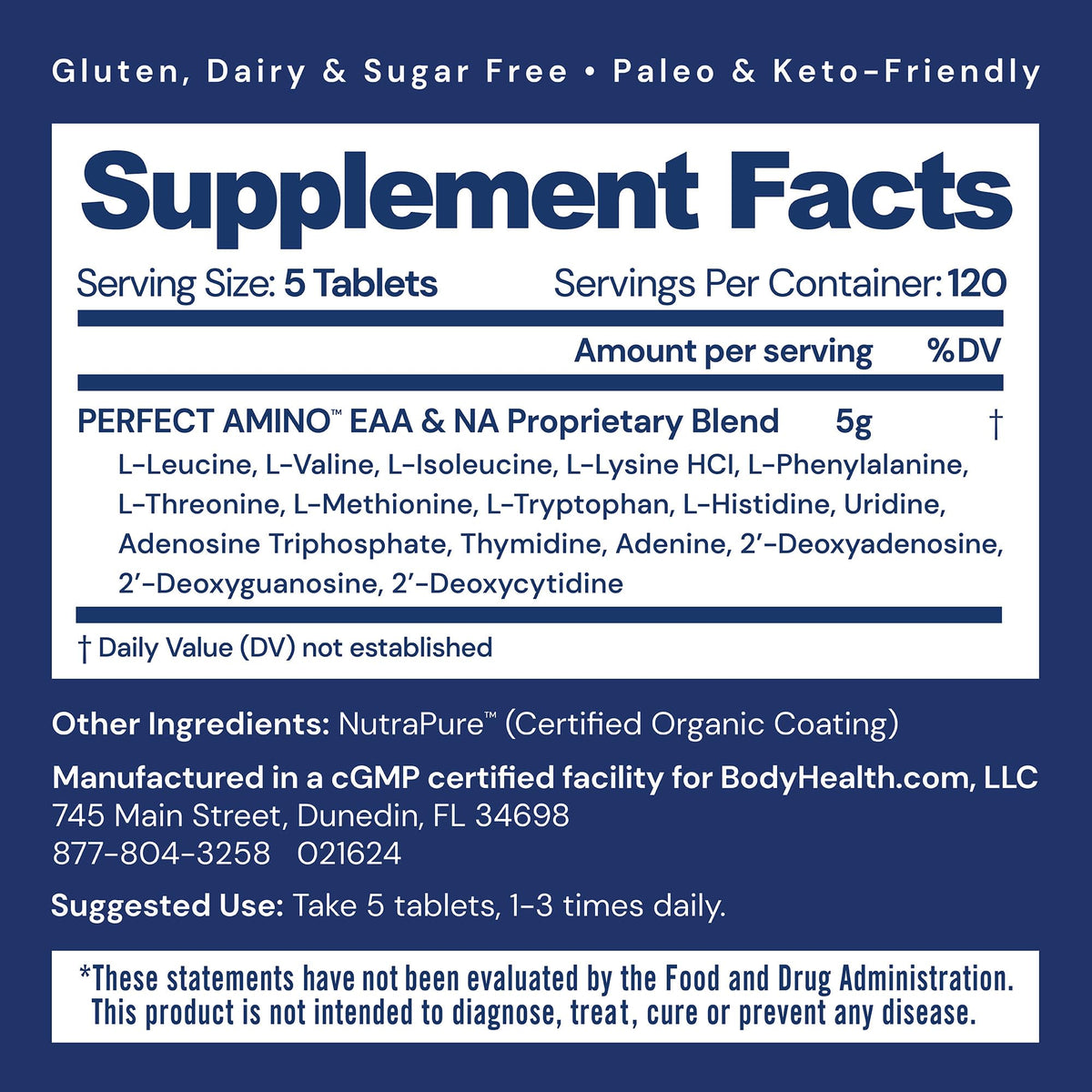 BodyHealth PerfectAmino (600 ct) Easy to Swallow Tablets, Essential Amino Acids Supplement with BCAAs, Vegan Protein for Pre/Post Workout & Muscle Recovery with Lysine, Tryptophan, Leucine, Methionine BodyHealth buy supplements Au