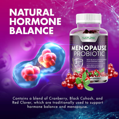 Menopause Supplements for Women - Menopause Probiotic Gummy - Women’s Menopause Relief for Hot Flashes, Night Sweats & Mood Swings with Black Cohosh & Cranberry - Non-GMO, Vegan - 60 Gummies Built by NatureBuy Supplements Australia