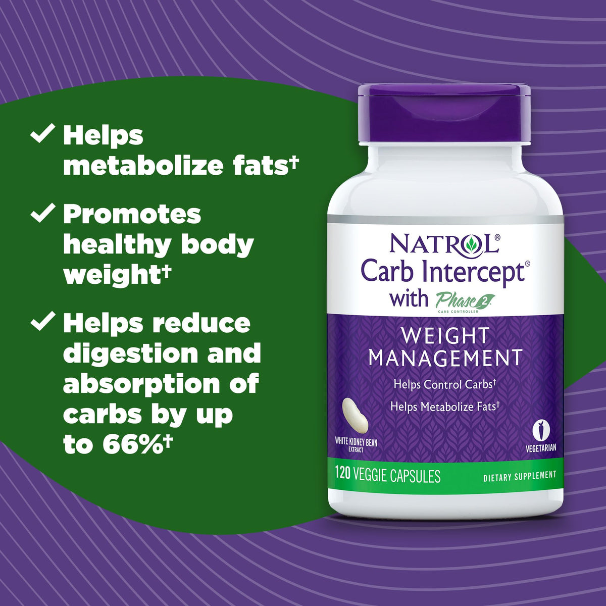 Natrol Carb Intercept Capsules with White Kidney Bean Extract - Controls Carbs, Metabolize NatrolBuy Supplements Australia