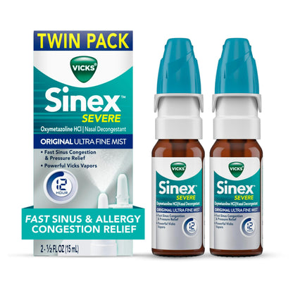 Vicks Sinex Severe Allergy & Sinus Nasal Spray, Original Ultra Fine Mist, Decongestant Relief from Nasal Congestion, Sinus Pressure Relief, 265 Sprays (2 Count) Vicks buy supplements Au