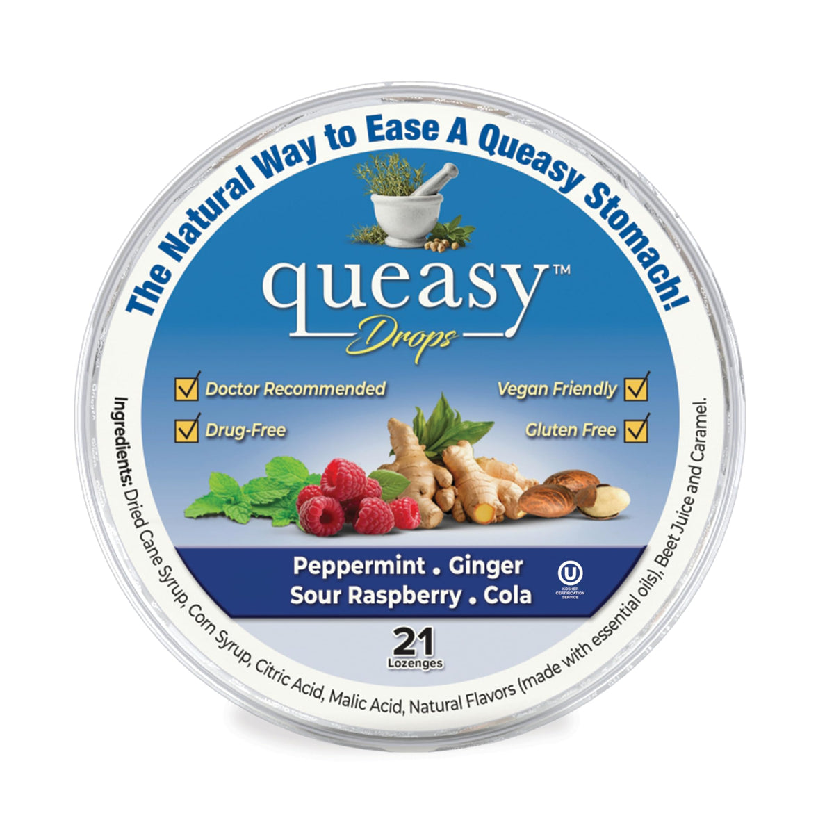 Three Lollies Queasy Drops - Ease Chemotherapy Nausea & Travel Sickness - Alleviates a Dry Mouth - Natural Ingredients - 21 ct Three Lollies buy supplements Au