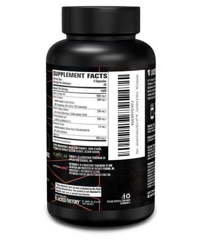 Jacked Factory Burn-XT Max - High-Performance Thermogenic Fat Burner & Appetite Suppressant for Weight Loss w/PurCaf Organic Caffeine, MitoBurn, Green Tea
