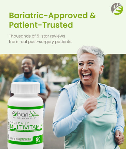 BariSlim Once Daily Bariatric Multivitamin Capsule - 60mg of Iron - Bariatric Vitamin & Supplement for Post WLS Surgery Including Gastric Bypass & Gastric Sleeve | 90 Day Supply BariSlim buy supplements Au