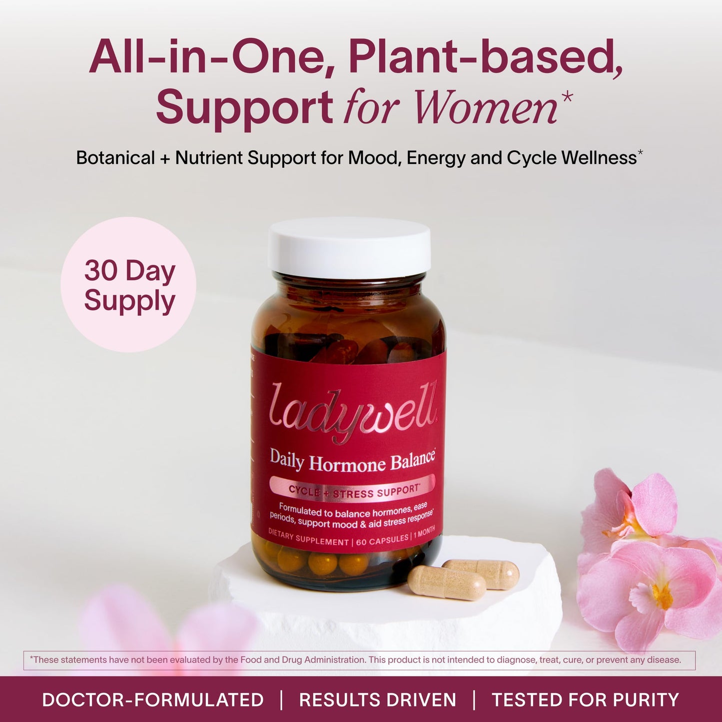 Ladywell Daily Hormone Balance Capsules | Natural Cycle Support for Women | Supports Mood, Bloating, Cramps, Skin Health & Cravings | with Chasteberry, B Vitamins, Ashwagandha, Saffron & More | 60 Ct LadywellBuy Supplements Australia