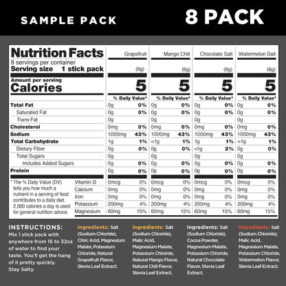 LMNT Zero Sugar Electrolytes - Sample Pack | Drink Mix | 8-Count Drink LMNTBuy Supplements Australia