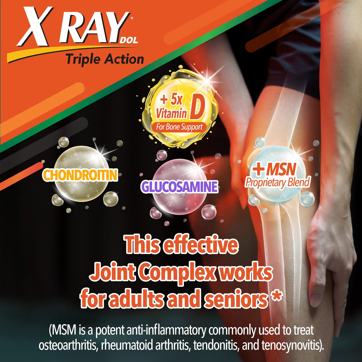 X Ray Dol Triple Action Joint Health Supplement, with 5X Vitamin D, Glucosamine 1500mg X Ray DolBuy Supplements Australia