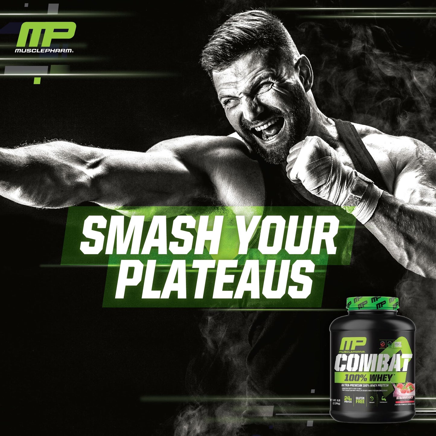 MusclePharm Combat 100% Whey Protein Powder, Strawberry Cream Flavor Muscle PharmBuy Supplements Australia