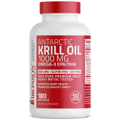 Bronson Antarctic Krill Oil 1000 mg with Omega-3s EPA, DHA, Astaxanthin and Phospholipid BronsonBuy Supplements Australia