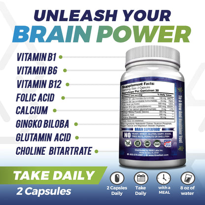 GreeNatr Brain Supplement with B12 Vitamin for Enhanced Memory, Energy, Focus, and Clarity GreeNatrBuy Supplements Australia