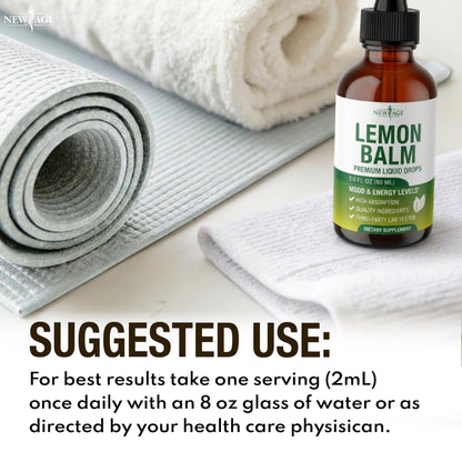 NEW AGE Lemon Balm Tincture - Mood Support Supplement - Lemon Balm Leaf Extract Drops - Vegan, Sugar & Alcohol-Free Calming Supplement - 4 fl oz NEW AGE buy supplements Au