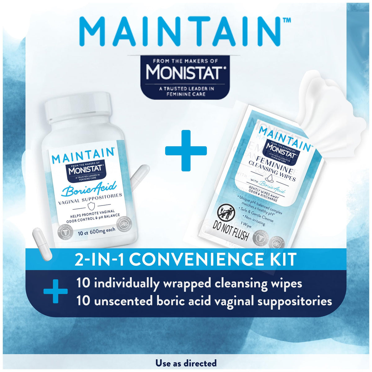 Monistat Maintain Boric Acid Odor Control Kit, 10 Feminine Wipes & 10 Boric Acid Suppositories for Women, Fragrance-Free and Non-Irritating pH Balanced Formulas to Control Vaginal Odor MonistatBuy Supplements Australia