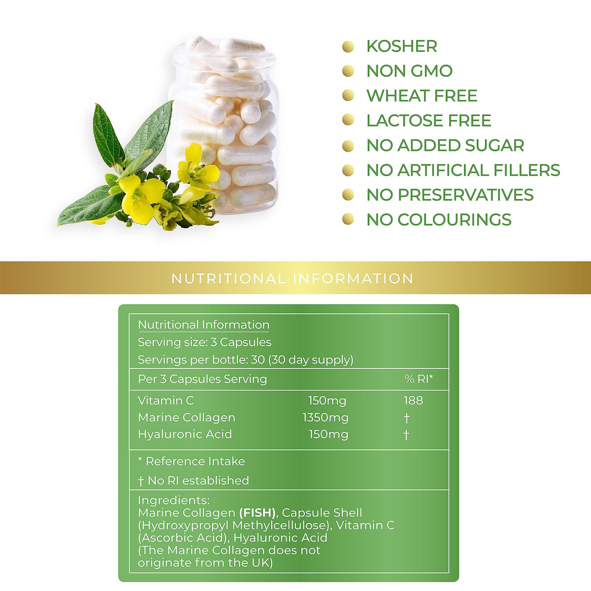 Lily Green | Marine Collagen with Hyaluronic Acid & Vitamin C - 1650mg per Serving Lily Green SupplementsBuy Supplements Australia