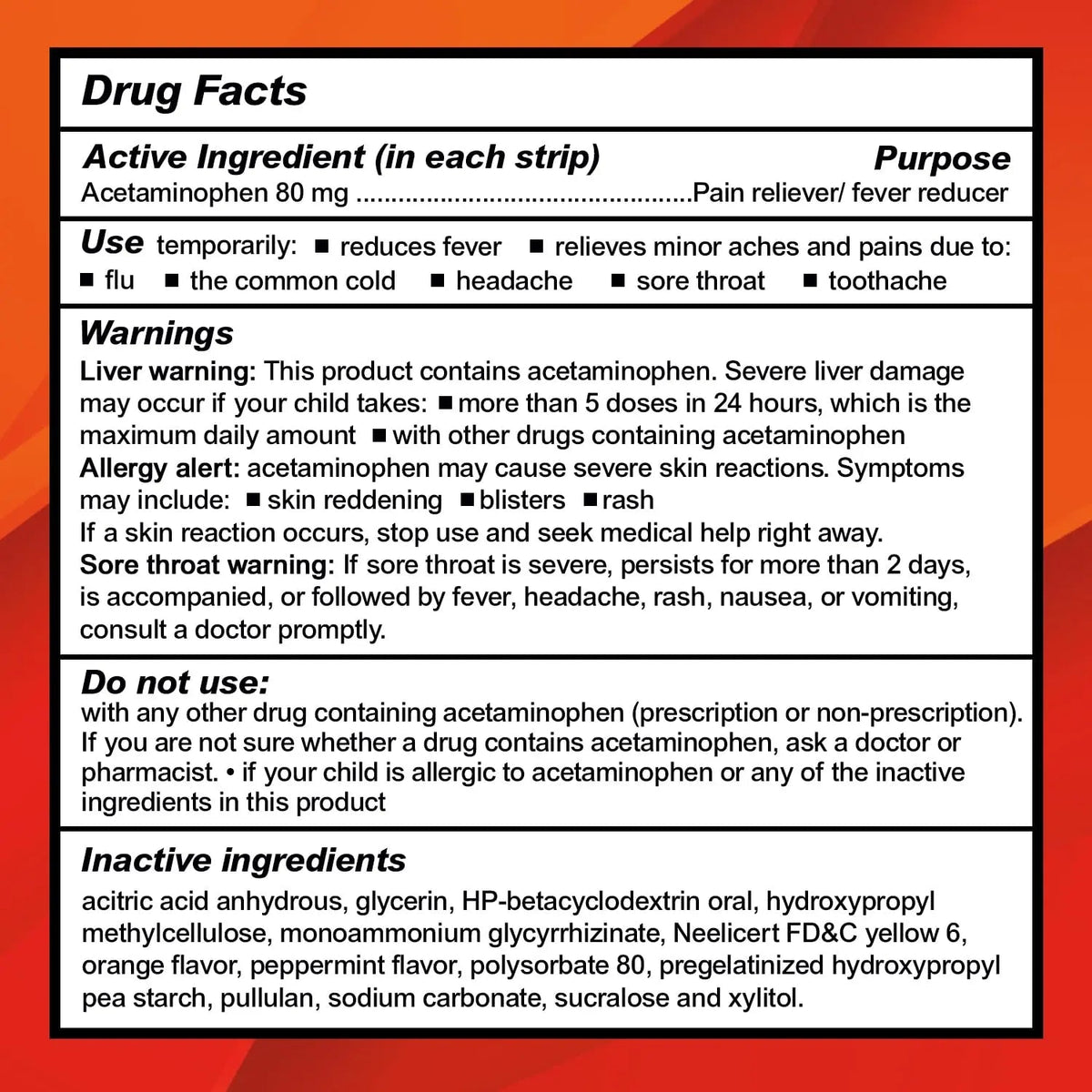 CALMOUR Children's Acetaminophen 36 Strips | Pain Reliever & Fever Reducer | Fast-Acting Support for Cold & Flu Symptoms | Oral Chewable Strips for Kids Ages 2-9 | Travel Size, Orange Flavor CALMOURBuy Supplements Australia