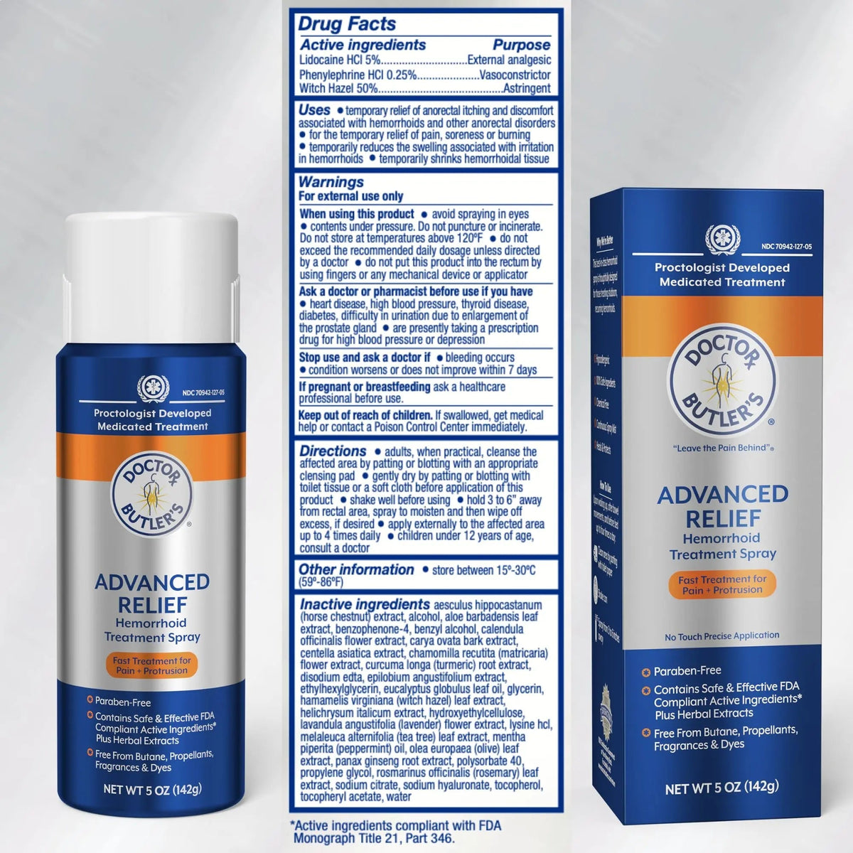 Doctor Butler's Advanced Relief Hemorrhoid Spray – Advanced Relief Hemorrhoid Treatment Spray with Witch Hazel to Help with Sensitive Skin, Itch Relief, and Swelling Relief* (5oz) Doctor Butler'sBuy Supplements Australia