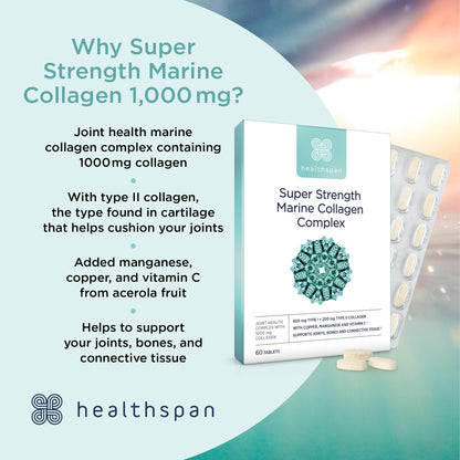 Healthspan 1,000mg Marine Collagen Complex 60 Tablets | 800mg Type I + 200mg Type II Collagen healthspanBuy Supplements Australia