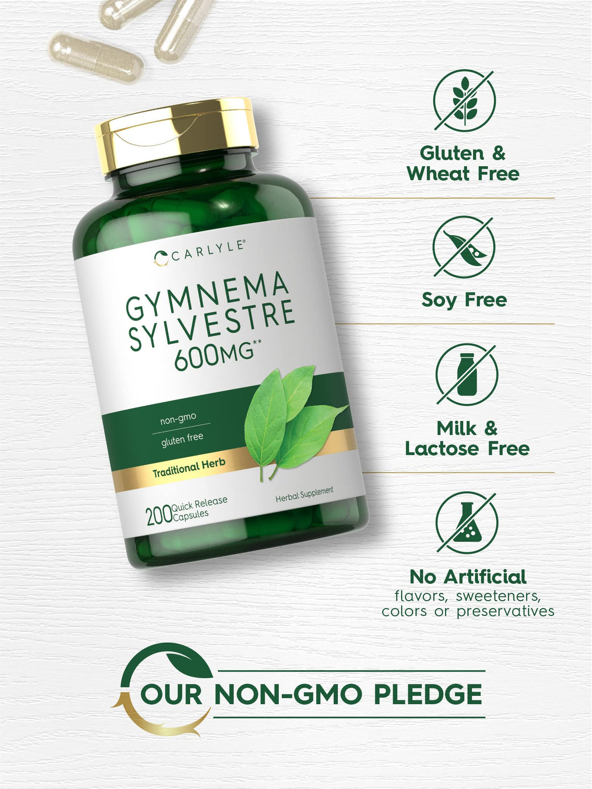 Carlyle Gymnema Sylvestre Capsules | 200 Count | Non-GMO and Gluten Free Supplement