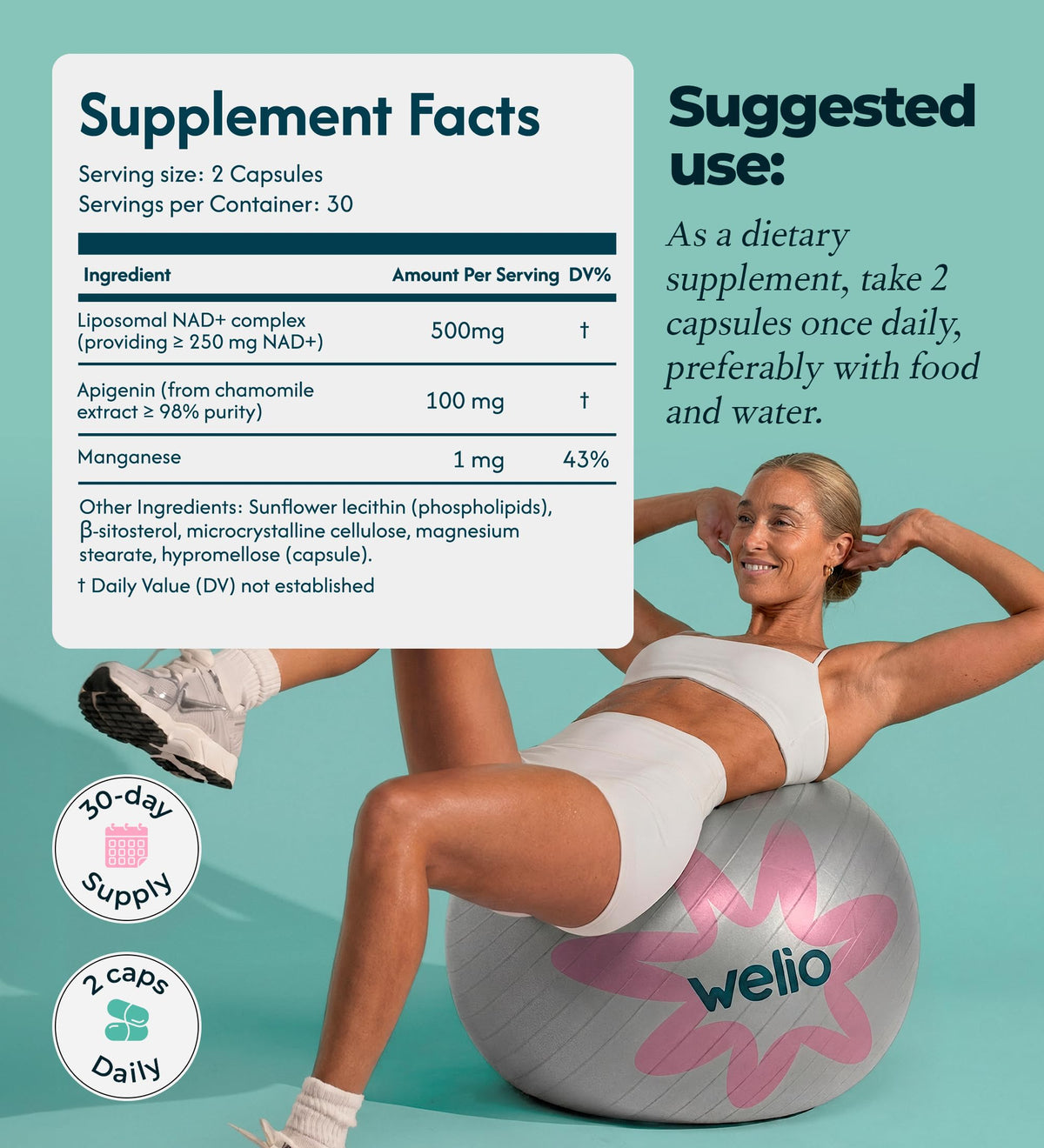 Liposomal NAD Supplement 601mg | Third-Party Tested, High Purity NAD+ | Anti-Aging & Cellular Health | NMN Supplement Alternative | Advanced NAD+ Supplement for Women & Men – 60 Capsules WelioBuy Supplements Australia