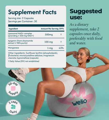 Liposomal NAD Supplement 601mg | Third-Party Tested, High Purity NAD+ | Anti-Aging & Cellular Health | NMN Supplement Alternative | Advanced NAD+ Supplement for Women & Men – 60 Capsules WelioBuy Supplements Australia