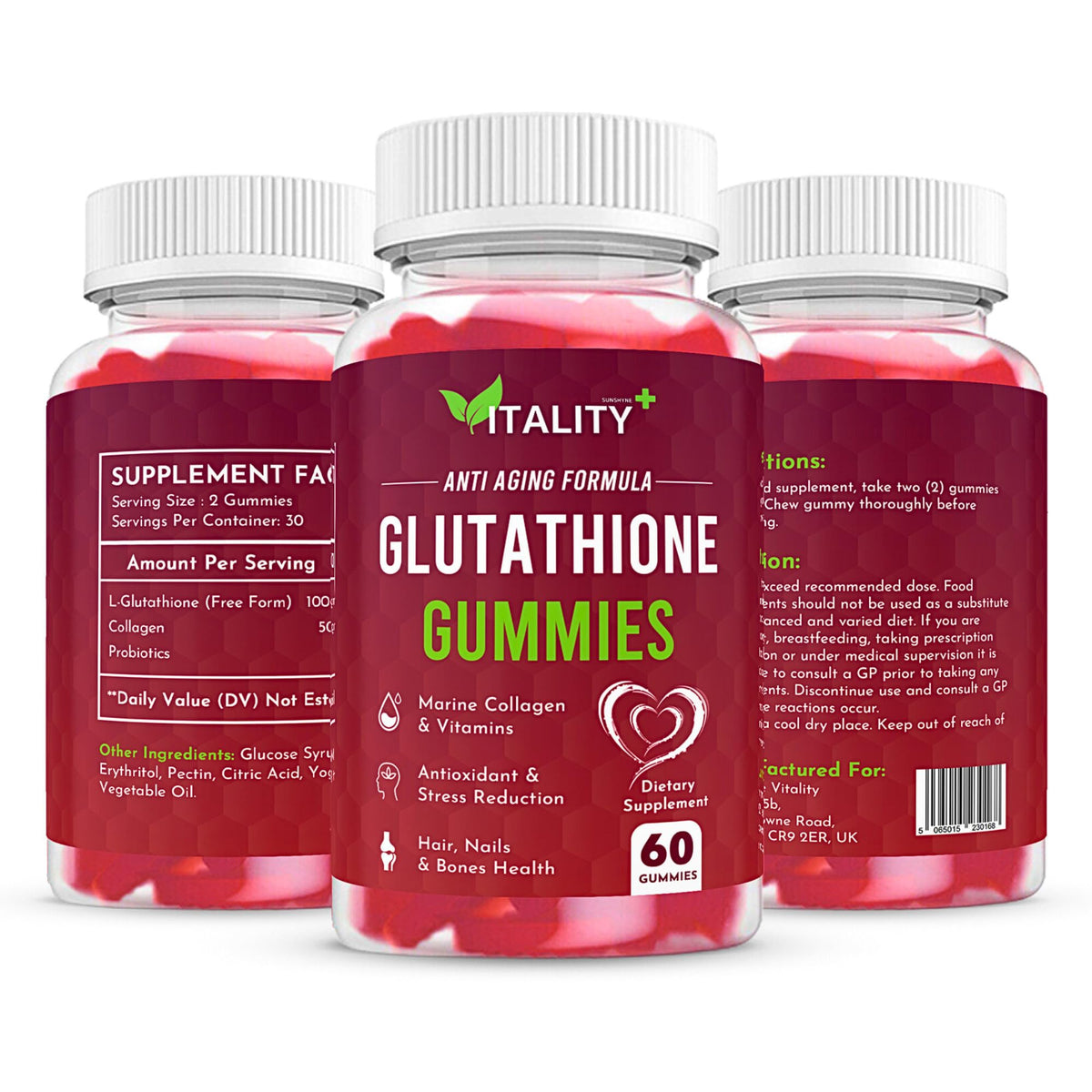 2 Pack Glutathione Gummies | with Marine Collagen | 1050mg per Serving | Antioxidant Support SunshyneBuy Supplements Australia