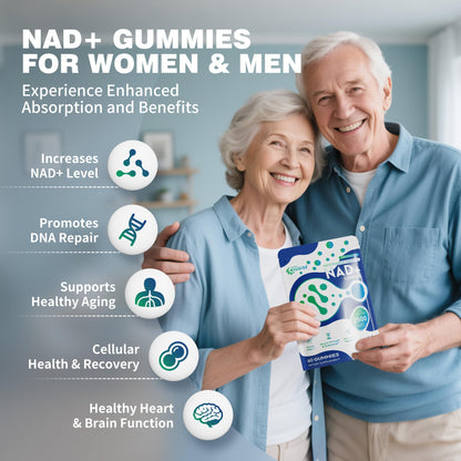 NIUSISE NAD Gummies Sugar Free, NAD+ Supplement with Liposomal Nicotinamide Riboside, Resveratrol, Quercetin, NAD Supplement for Anti-Aging, Energy, Cellular Health, Blueberry Flavor, 60 Gummies NIUSISEBuy Supplements Australia
