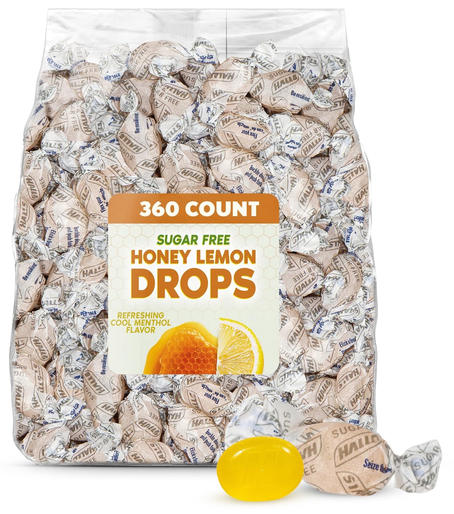 GEEOOLLAH Honey Lemon Drops - Sugar Free Menthol Lozenges with Soothing Honey Lemon Flavor, 360 Count Bulk Bag Individually Wrapped Refreshing Candy Drops GEEOOLLAH buy supplements Au