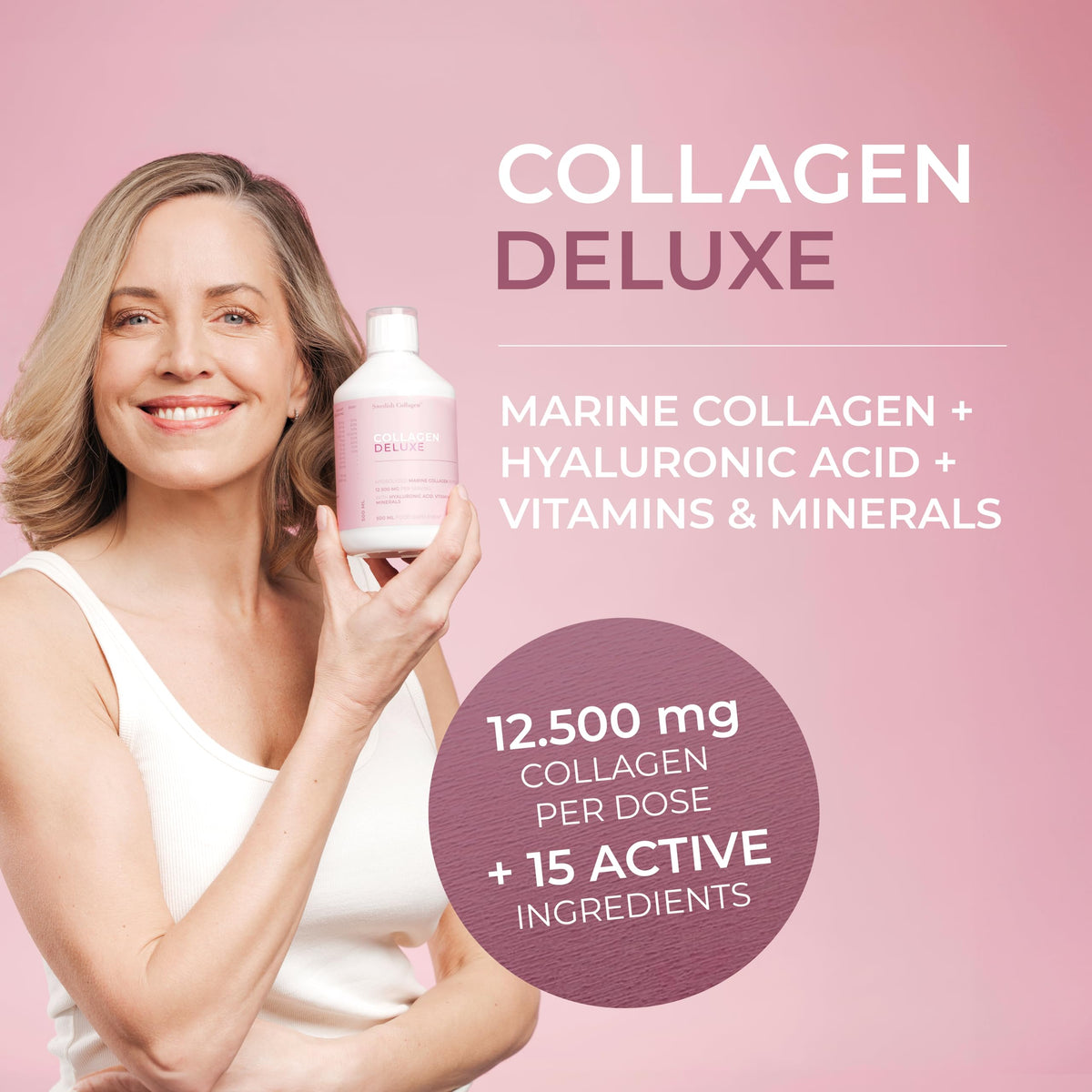 Swedish Collagen - 12500mg Collagen Deluxe 500ml I Hydrolyzed Marine Collagen Peptides (Type I & III) Swedish CollagenBuy Supplements Australia