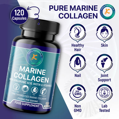 Hydrolysed Marine Collagen Peptides 2300mg - Enhanced with Hyaluronic Acid & Vitamin C Keka NaturalsBuy Supplements Australia