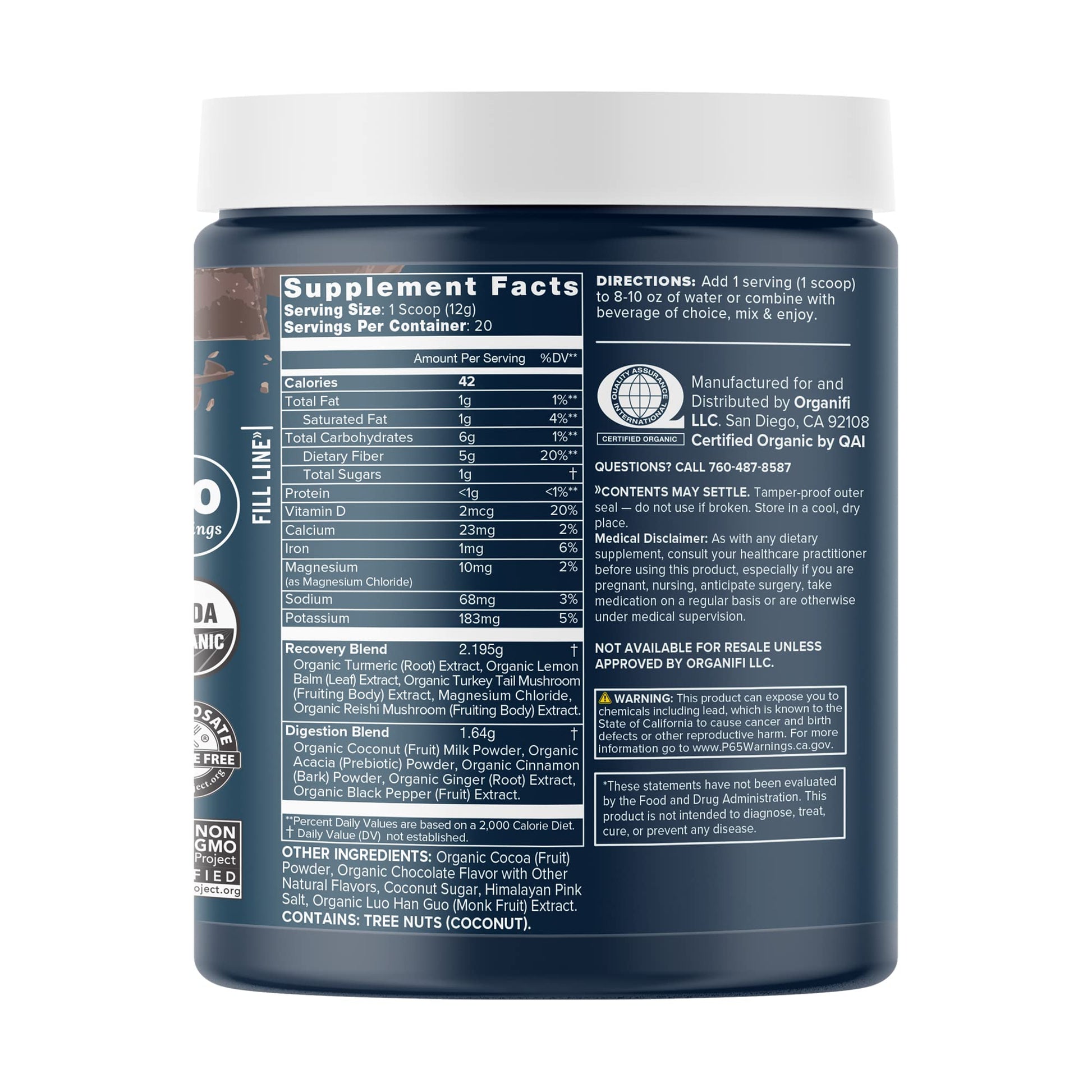 Organifi - Gold Chocolate - Superfood Supplement Powder - 20 Day Supply - Supports Rest OrganifiBuy Supplements Australia