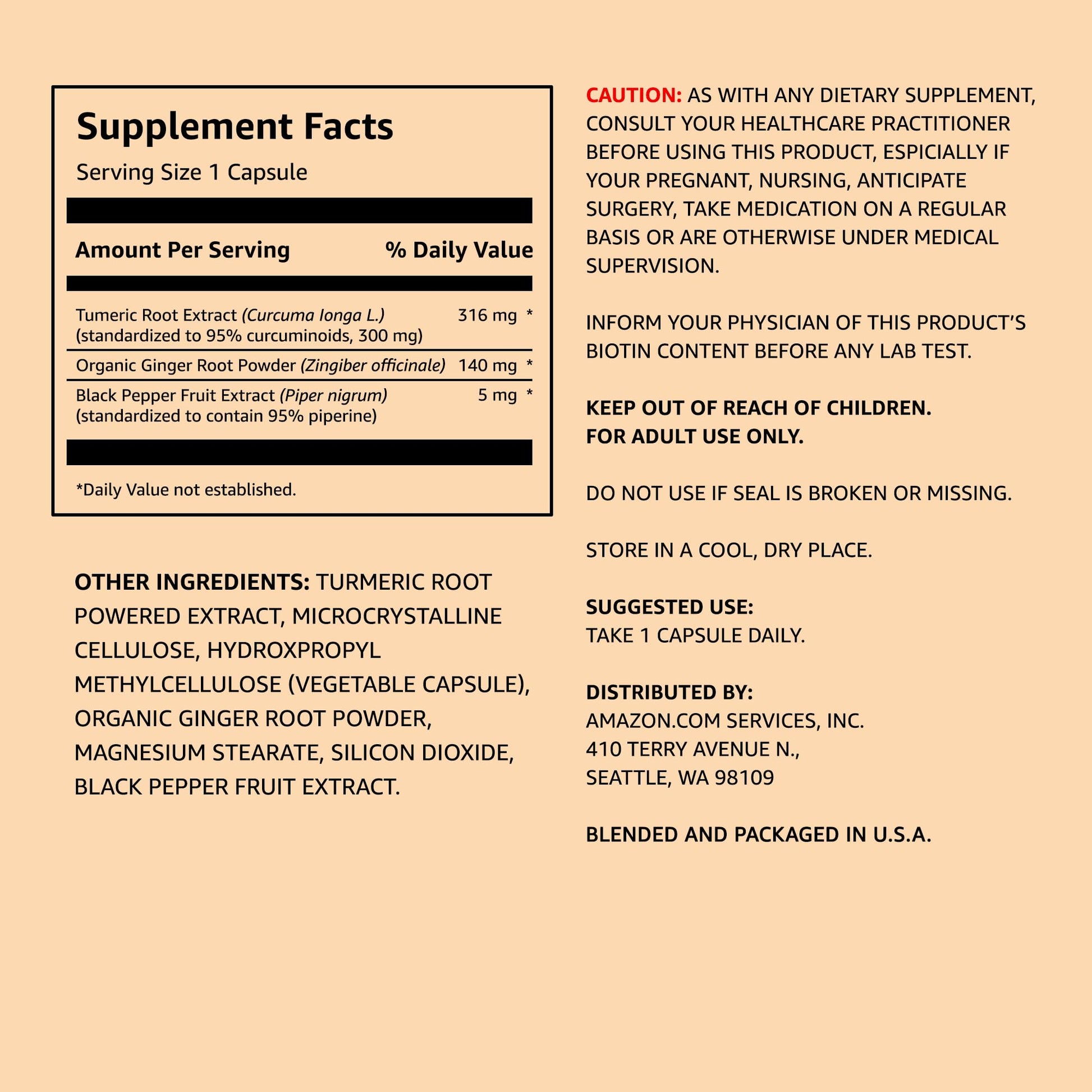 Amazon Elements Turmeric Complex, 316 mg Curcumin, 140 mg Ginger, 5 mg Black Amazon ElementsBuy Supplements Australia